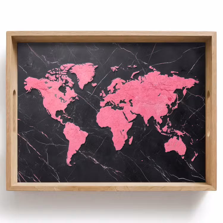 Tablett - Weltkarte - Rosa - Marmor — 1