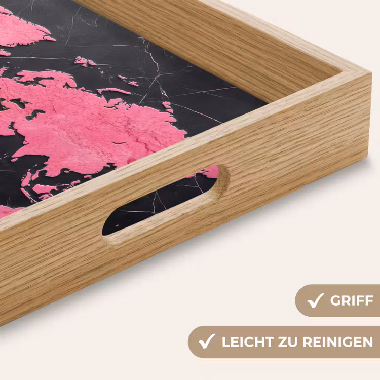 Tablett - Weltkarte - Rosa - Marmor — 8