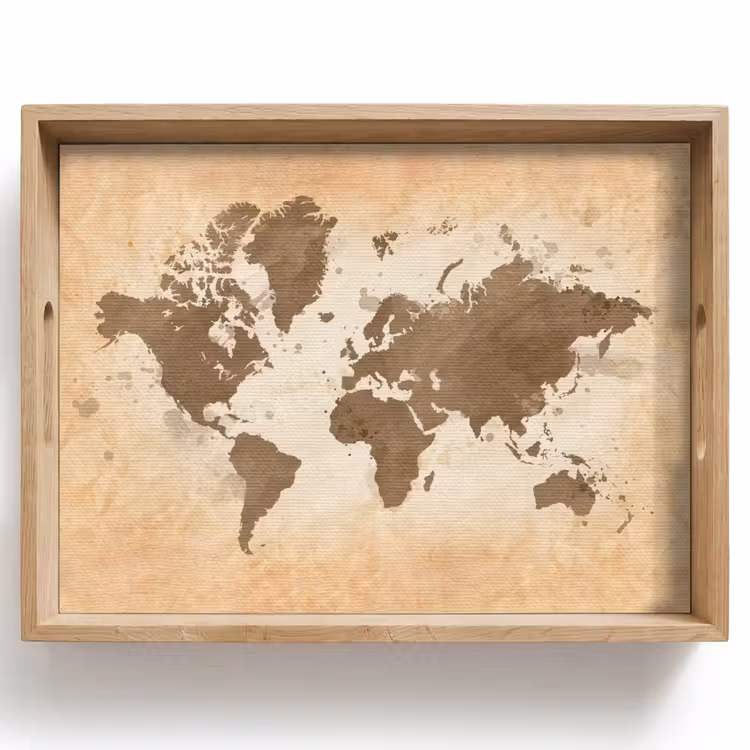Tablett - Weltkarte - Beige - Braun — 1