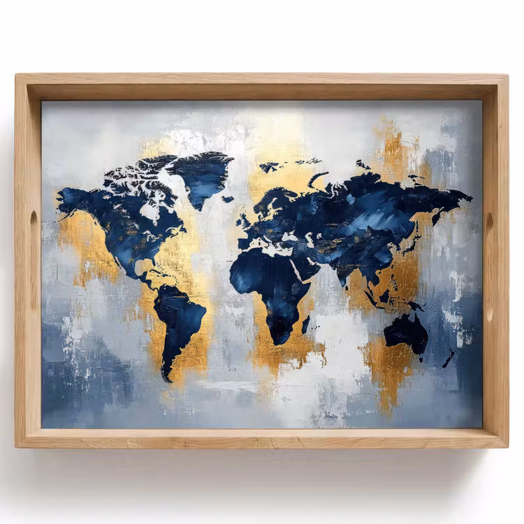 Tablett - Weltkarte - Blau - Abstrakt — 1
