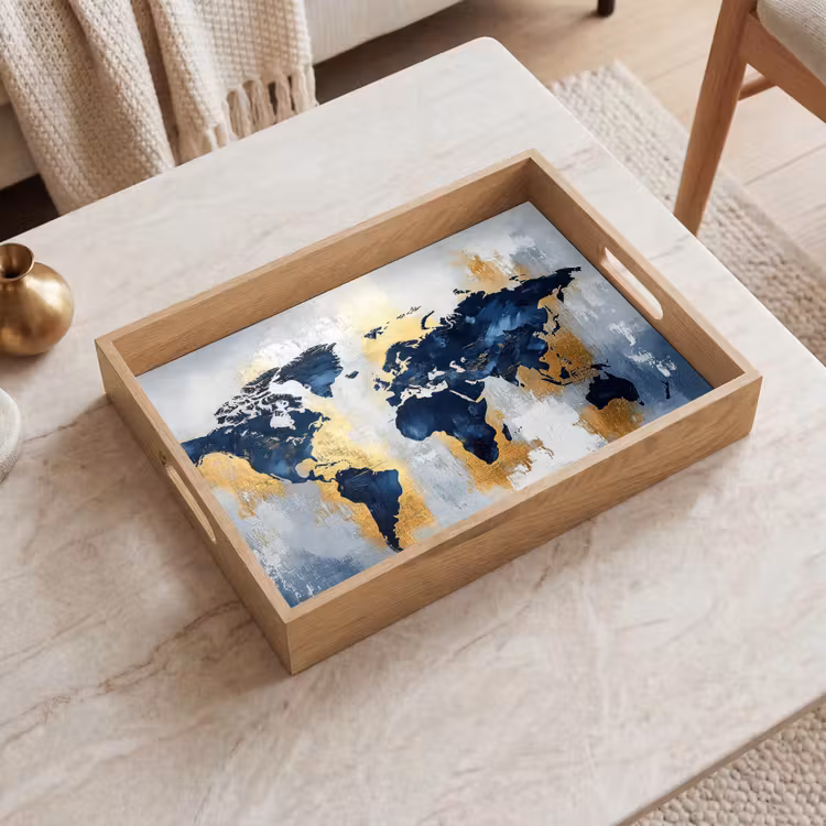 Tablett - Weltkarte - Blau - Abstrakt — 2