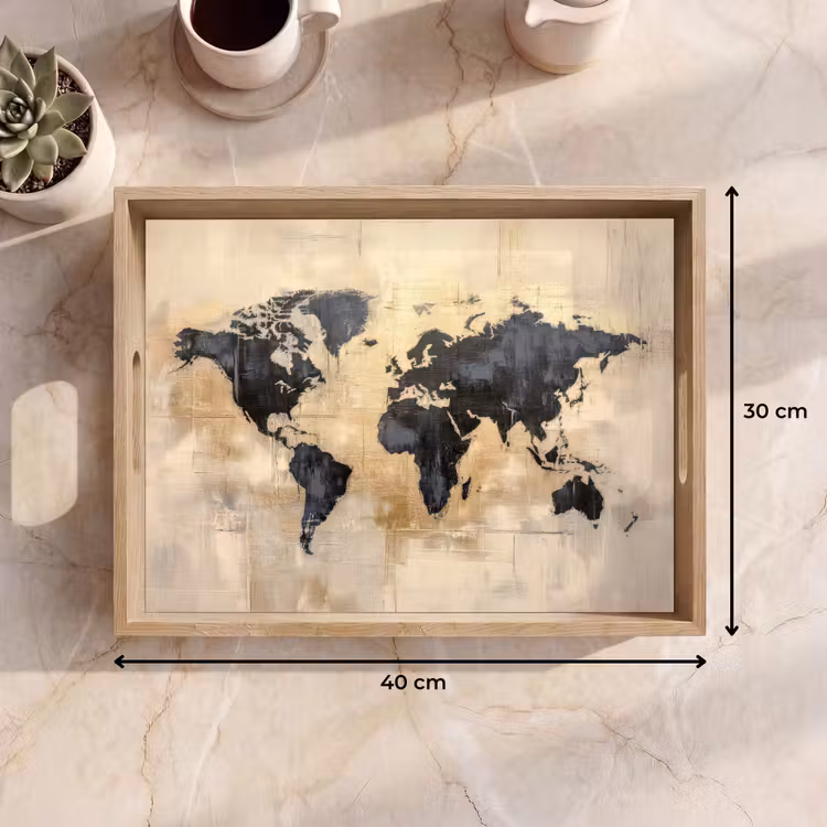 Tablett - Weltkarte - Gold - Schwarz - Abstrakt — 7