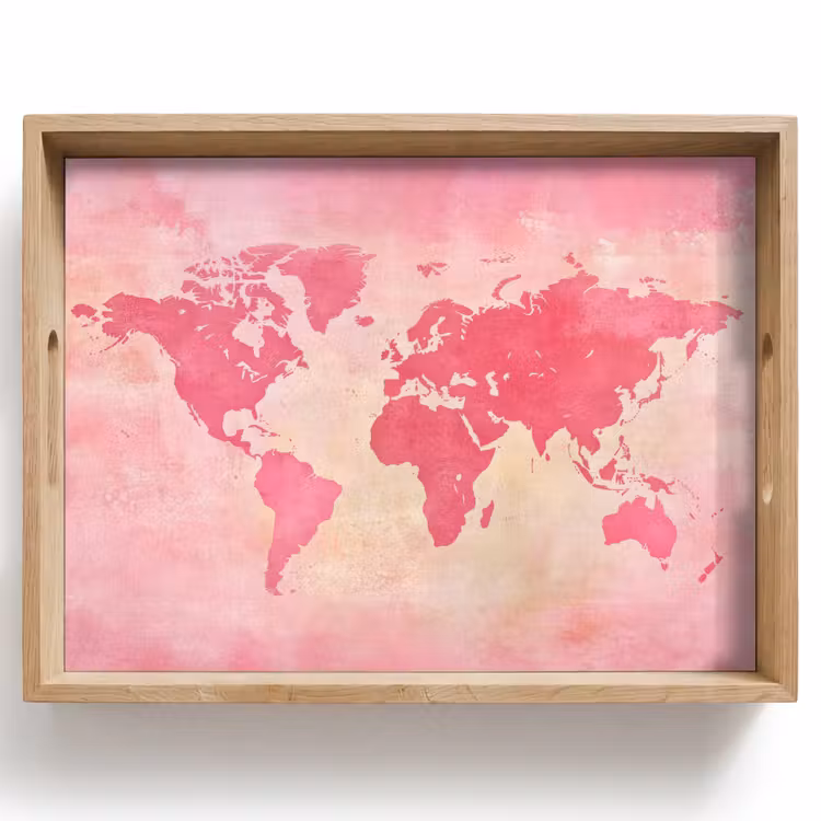 Tablett - Weltkarte - Rosa - Unscharf — 1