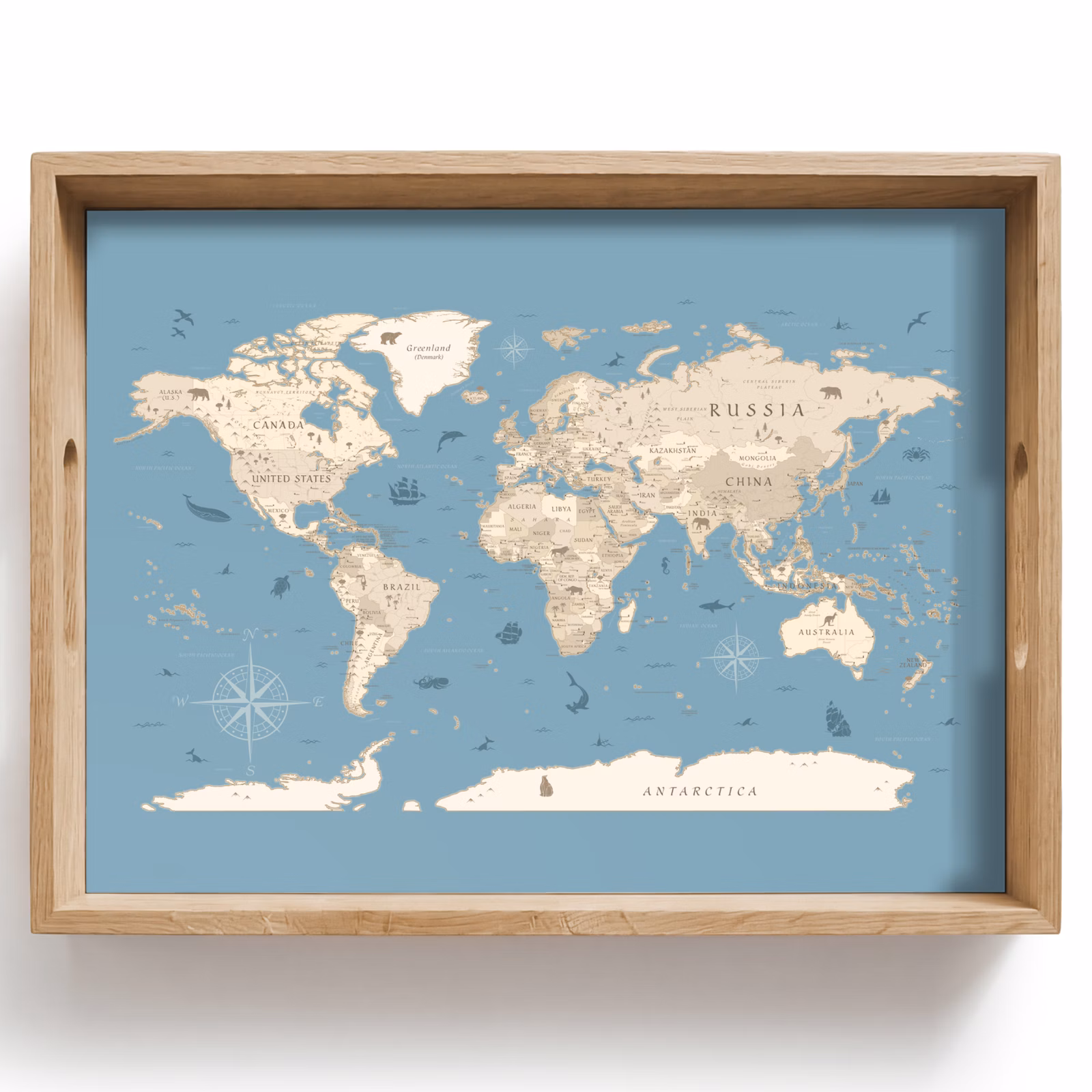 Tablett - Weltkarte - Ozean - Realistisch - Blau — 1