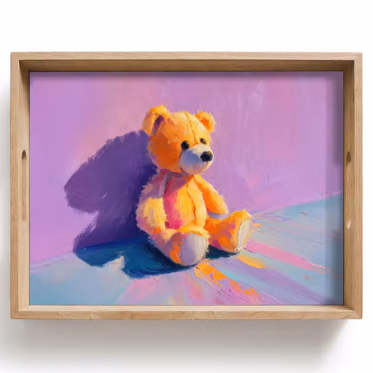 Tablett - Teddybär - Schatten - Pinselstriche - Lila — 1