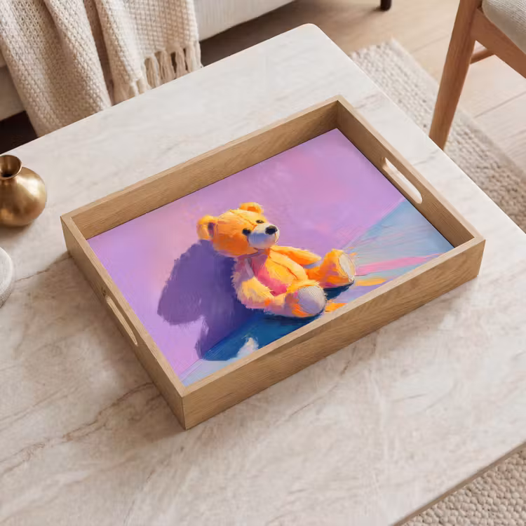 Tablett - Teddybär - Schatten - Pinselstriche - Lila — 2