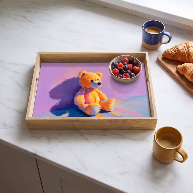 Tablett - Teddybär - Schatten - Pinselstriche - Lila — 3