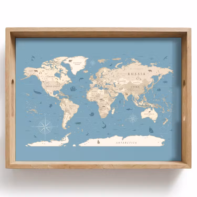 Tablett - Weltkarte - Ozean - Realistisch - Blau — 1