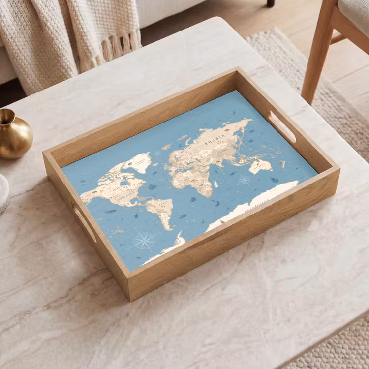 Tablett - Weltkarte - Ozean - Realistisch - Blau — 2