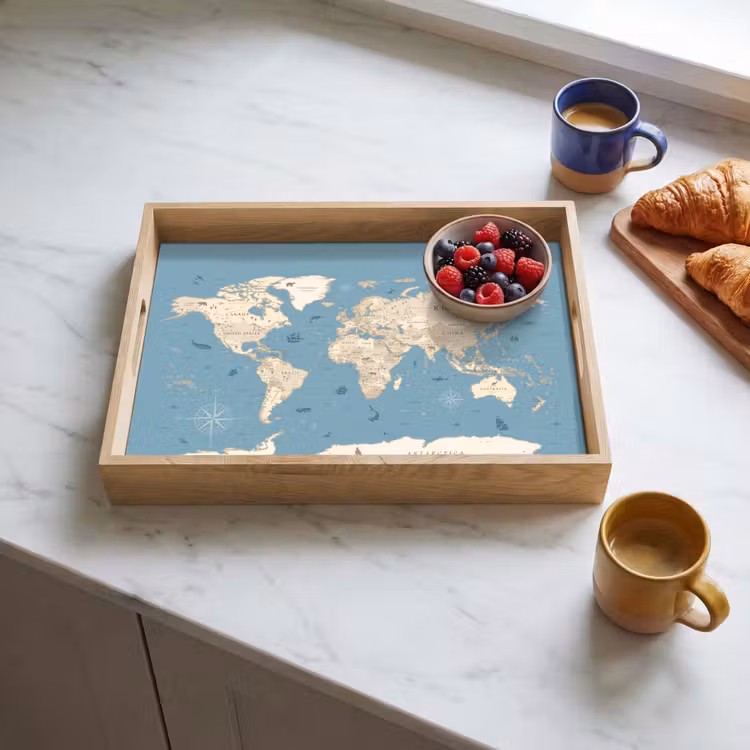 Tablett - Weltkarte - Ozean - Realistisch - Blau — 3