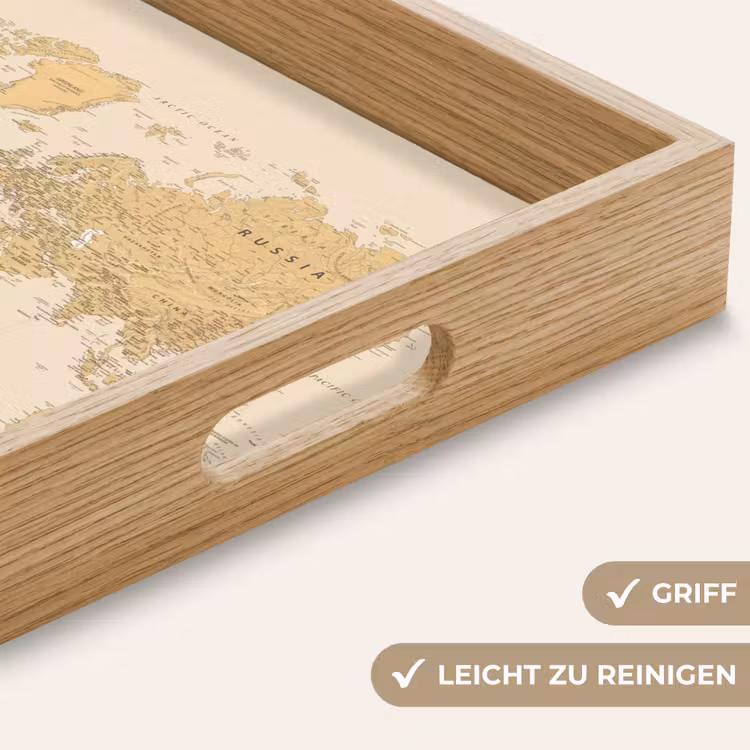 Tablett - Weltkarte - Realistisch - Beige — 8