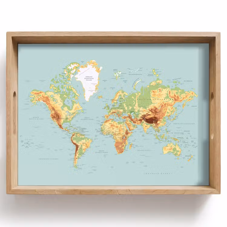 Tablett - Weltkarte - Realistisch - Blau — 1