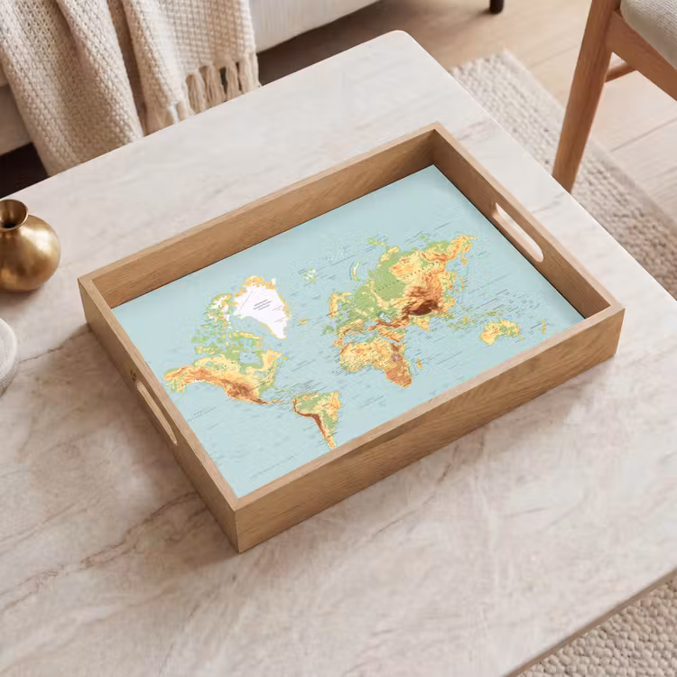 Tablett - Weltkarte - Realistisch - Blau — 2