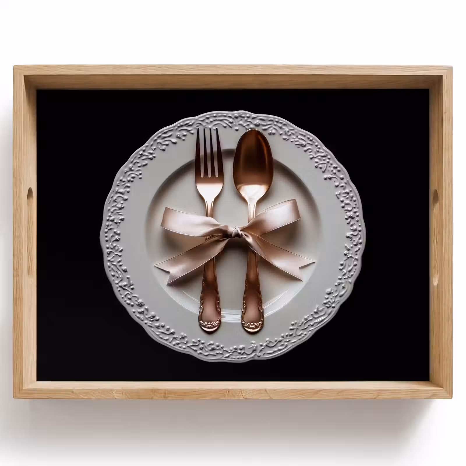Tablett - Rose - Schleife - Besteck — 1