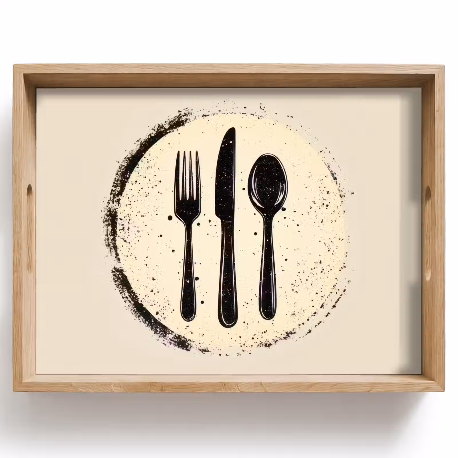 Tablett - Schwarz - Besteck - Rund — 1