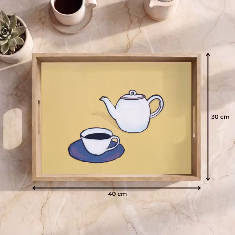 Tablett - Teekanne - Tasse - Beige - Illustration — 7
