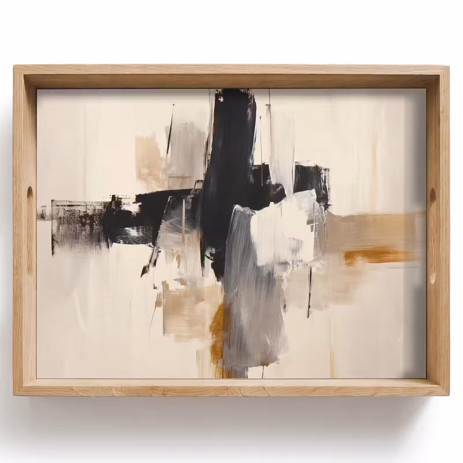 Tablett - Pinselstriche - Grob - Abstrakt - Beige — 1