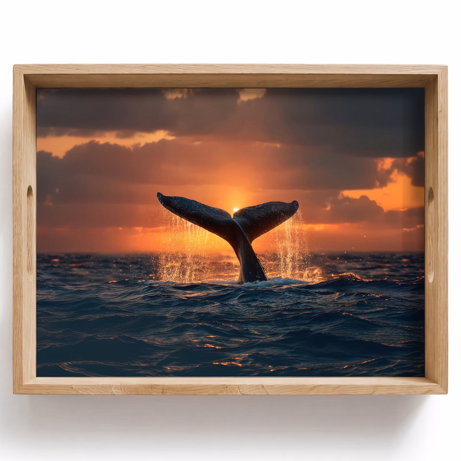 Tablett - Schwanz eines Wals - Wasser - Sonnenuntergang — 1