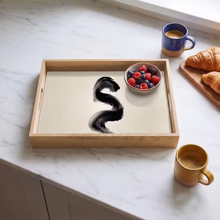 Tablett - Pinselstrich - Schwarz - Minimalistisch — 3