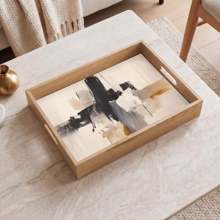Tablett - Pinselstriche - Grob - Abstrakt - Beige — 2