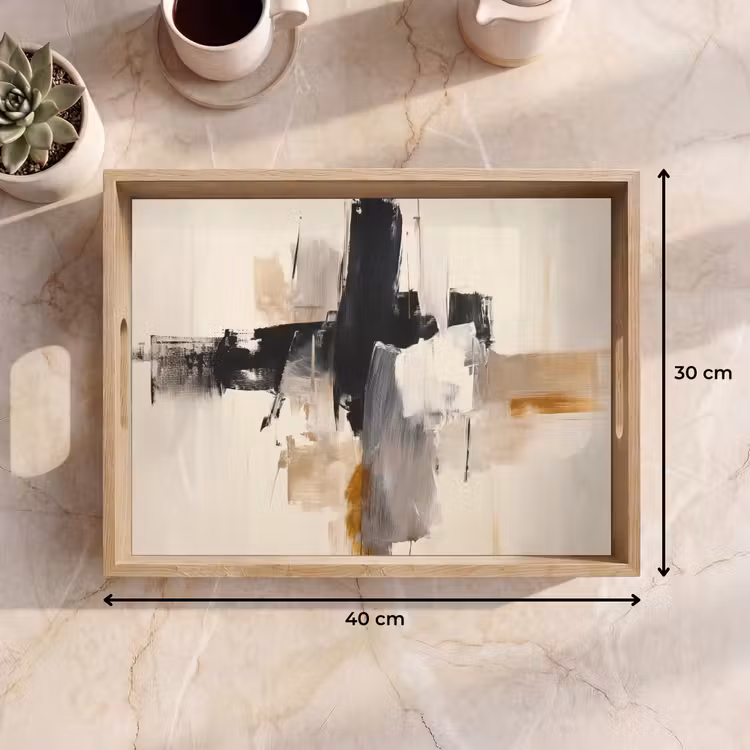 Tablett - Pinselstriche - Grob - Abstrakt - Beige — 7