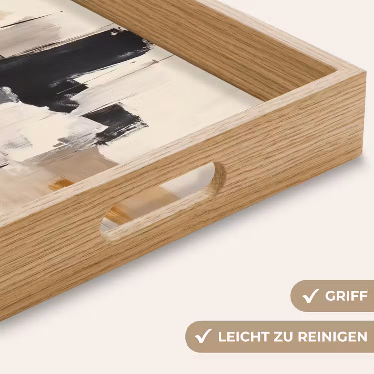 Tablett - Pinselstriche - Grob - Abstrakt - Beige — 8