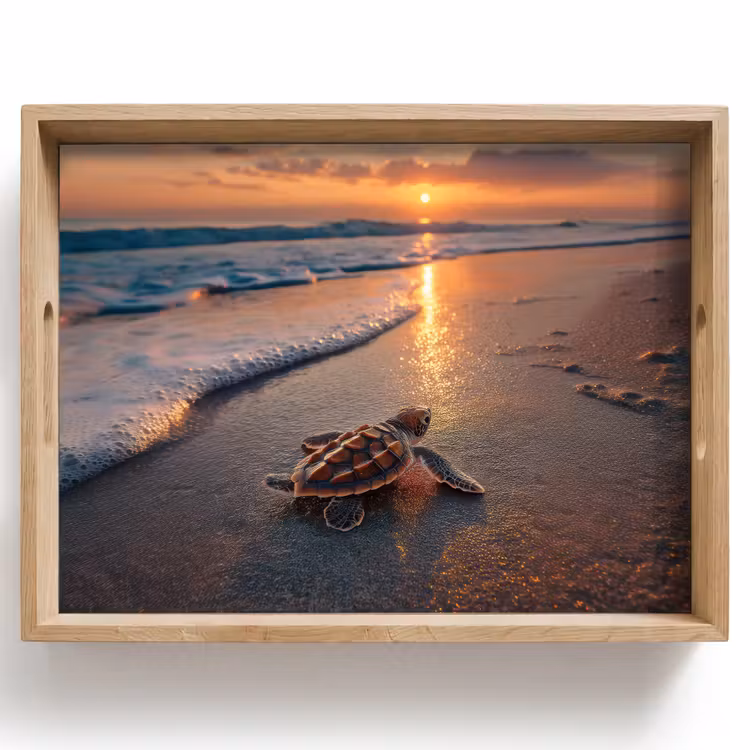 Tablett - Schildkröte - Strand - Sonnenuntergang — 1