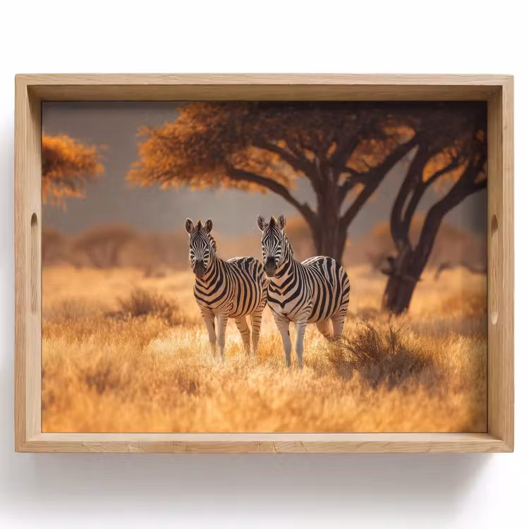 Tablett - Zebras - Savannenlandschaft - Gras — 1