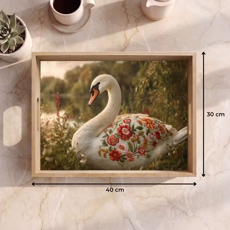 Tablett - Schwan - Blumen - Natur — 7