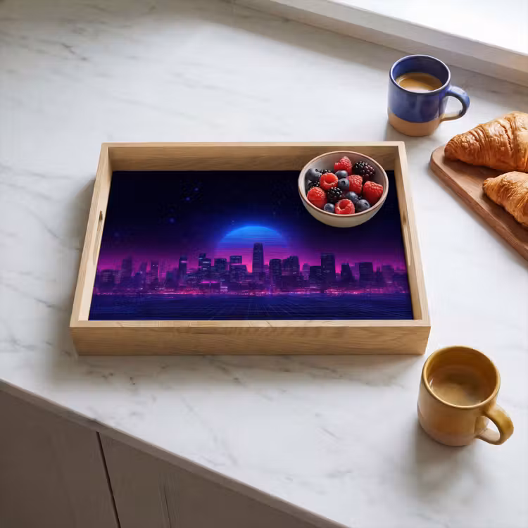 Tablett - Skyline - Sonne - Neon - Gittermuster — 3
