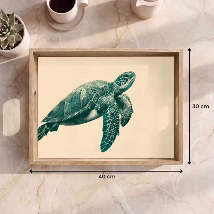 Tablett - Schildkröte - Elegant - Grün - Schild — 7