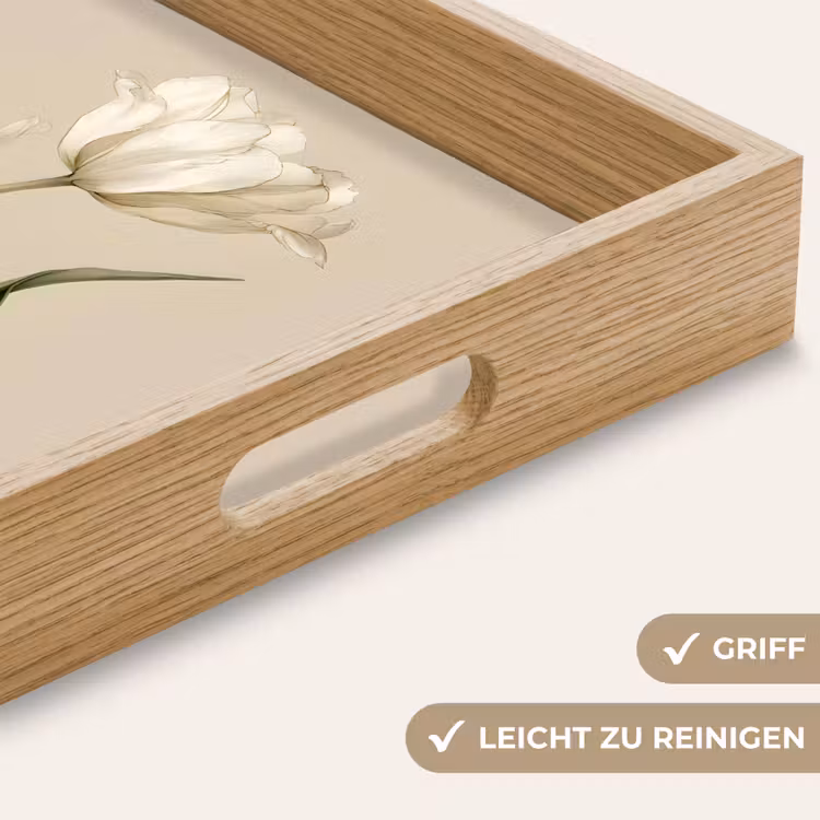 Tablett - Tulpen - Weiß - Blätter — 8