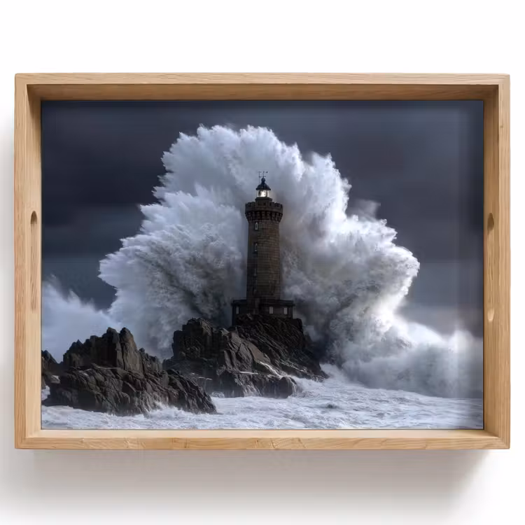 Tablett - Welle - Leuchtturm - Schäumendes Wasser — 1