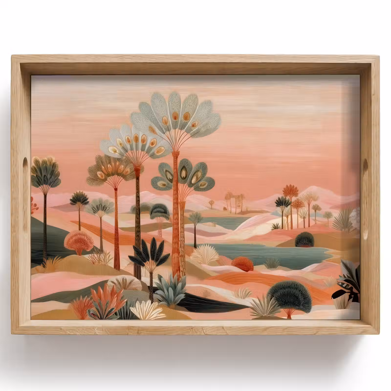 Tablett - Rosa Landschaft - Palmen - Wasser — 1