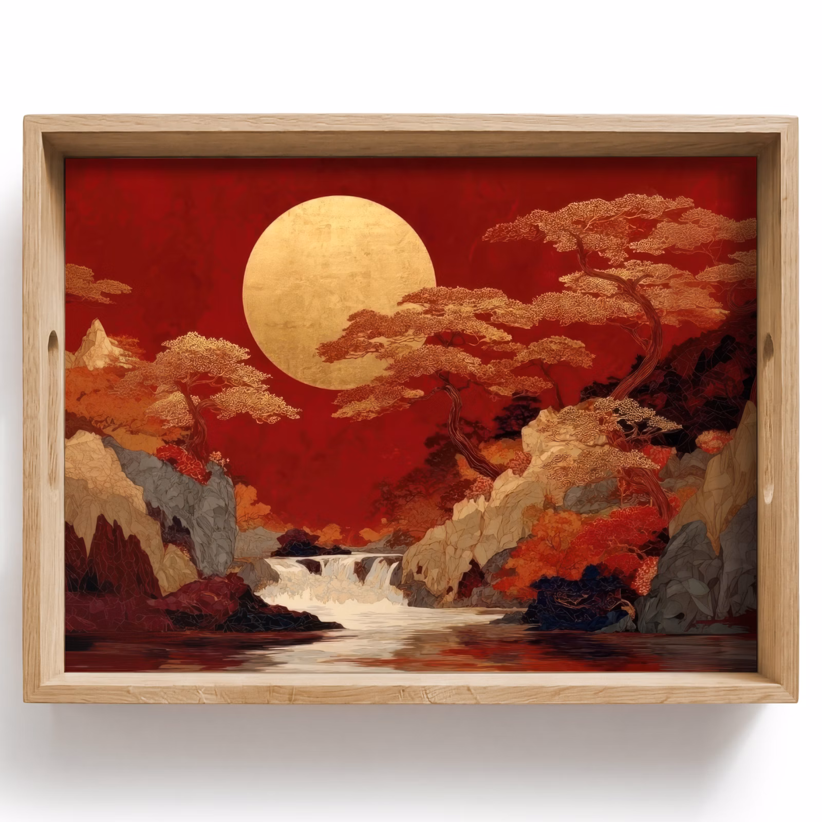 Tablett - Vollmond - Landschaft - Wasserfall — 1