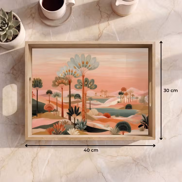 Tablett - Rosa Landschaft - Palmen - Wasser — 7