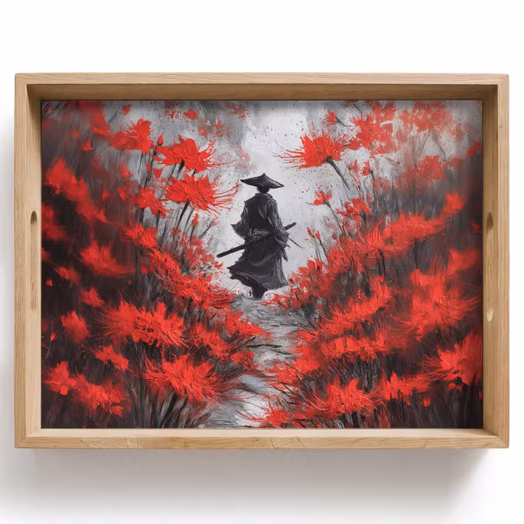 Tablett - Rote Blumen - neblig - Mann — 1