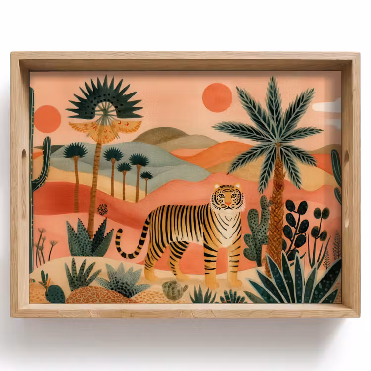 Tablett - Tiger - Bunt - Palmen - Kaktus — 1