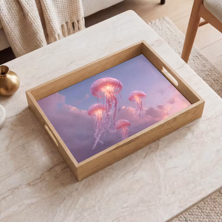 Tablett - Qualle - Rosa - Wolken — 2
