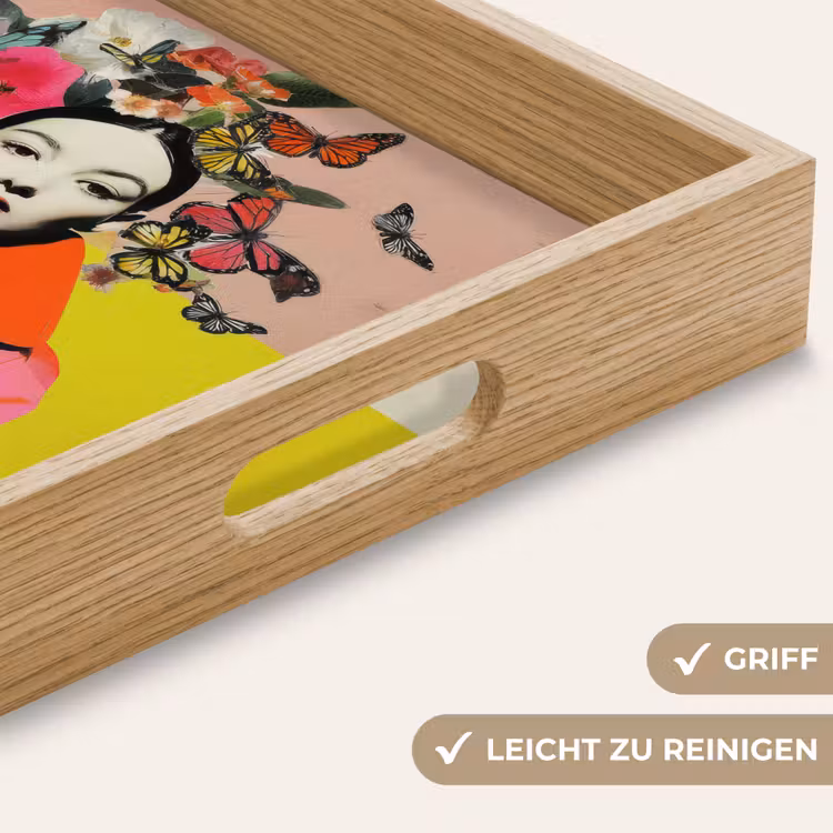 Tablett - Retro - Frau - Tasse - Schmetterlinge — 8