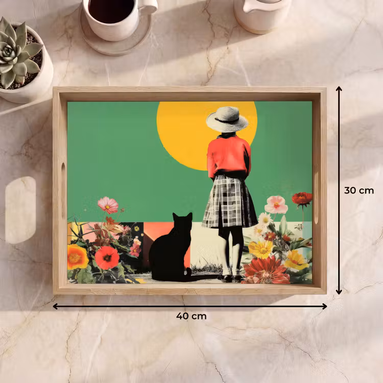 Tablett - Retro - Mädchen - Katze - Sonne — 7
