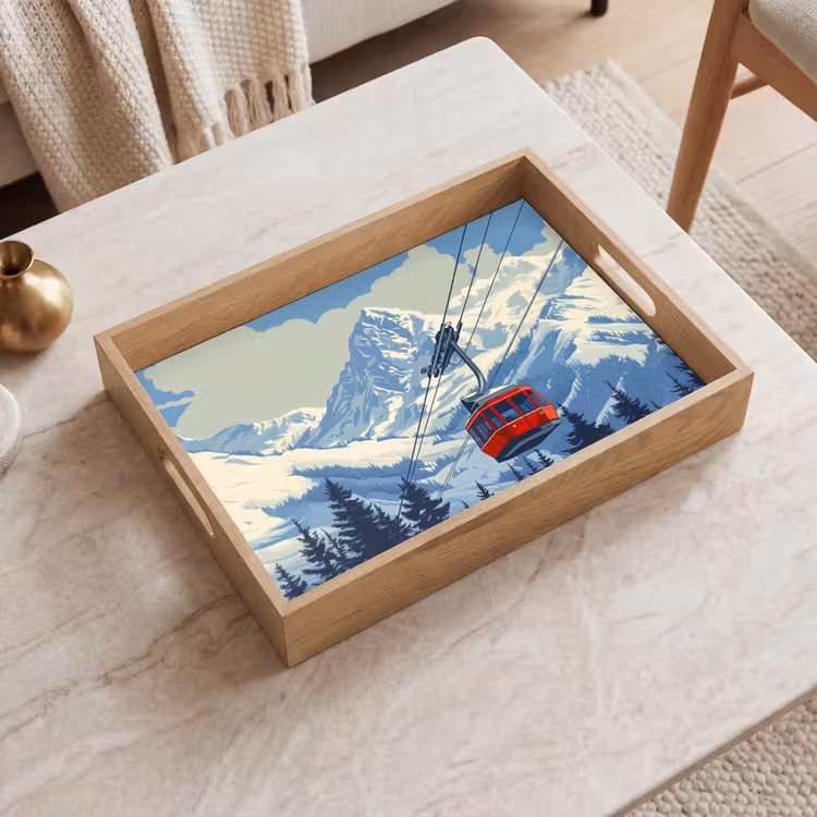 Tablett - Seilbahn - Schnee - Berglandschaften — 2