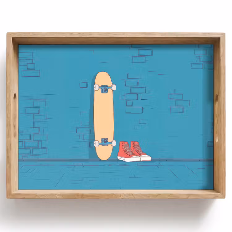 Tablett - Skateboard - Gymnastikschuhe - Rot - Minimalistisch — 1