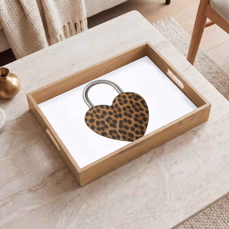 Tablett - Schloss - Herzform - Braun - Pantherdruck — 2