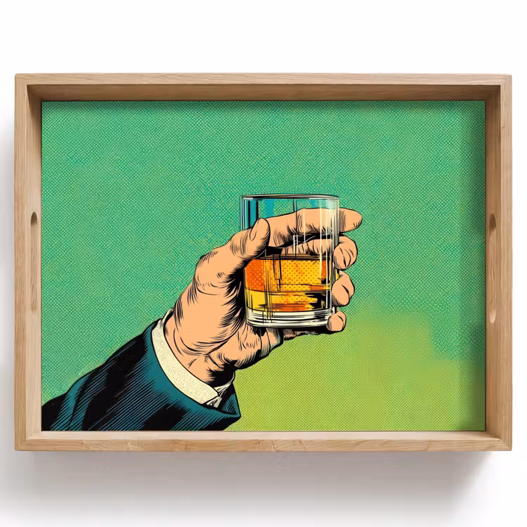 Tablett - Whisky - Glas - Hand - Grün — 1