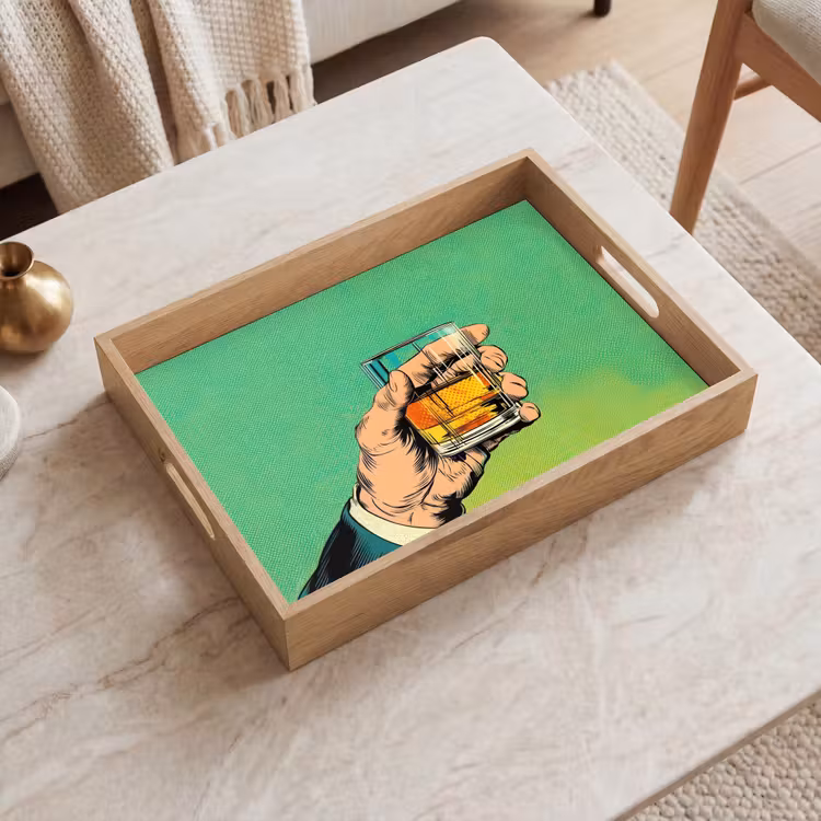 Tablett - Whisky - Glas - Hand - Grün — 2