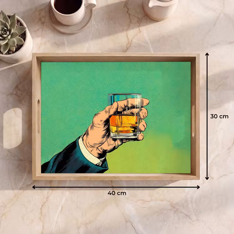 Tablett - Whisky - Glas - Hand - Grün — 7
