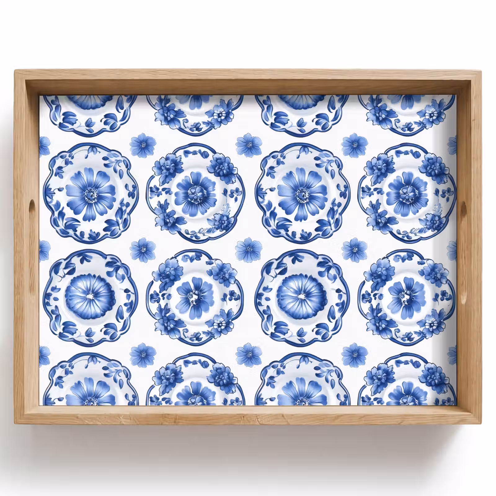 Tablett - Zierteller - Blumen - Blau — 1
