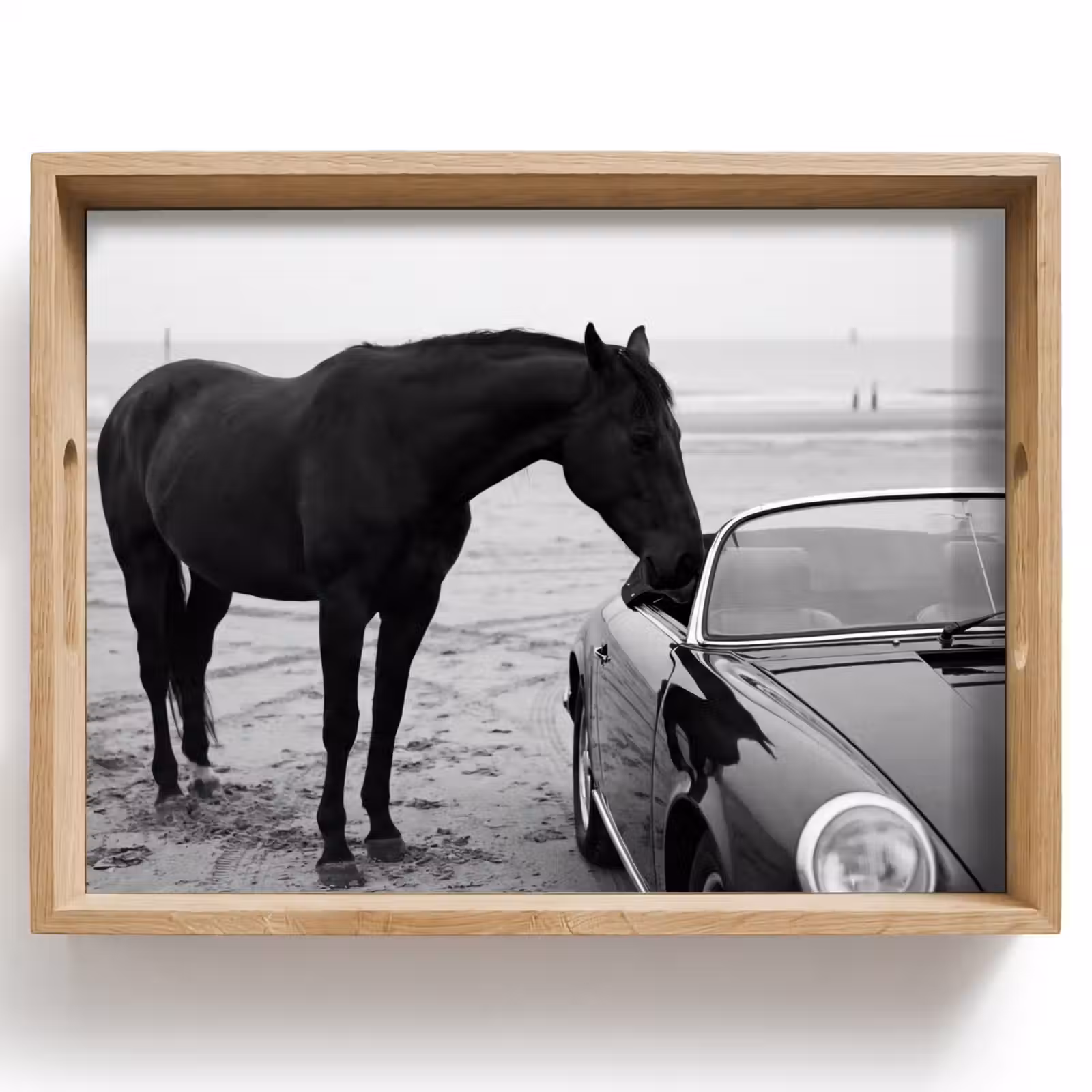 Tablett - Pferd - Auto - Schwarz - Weiß — 1