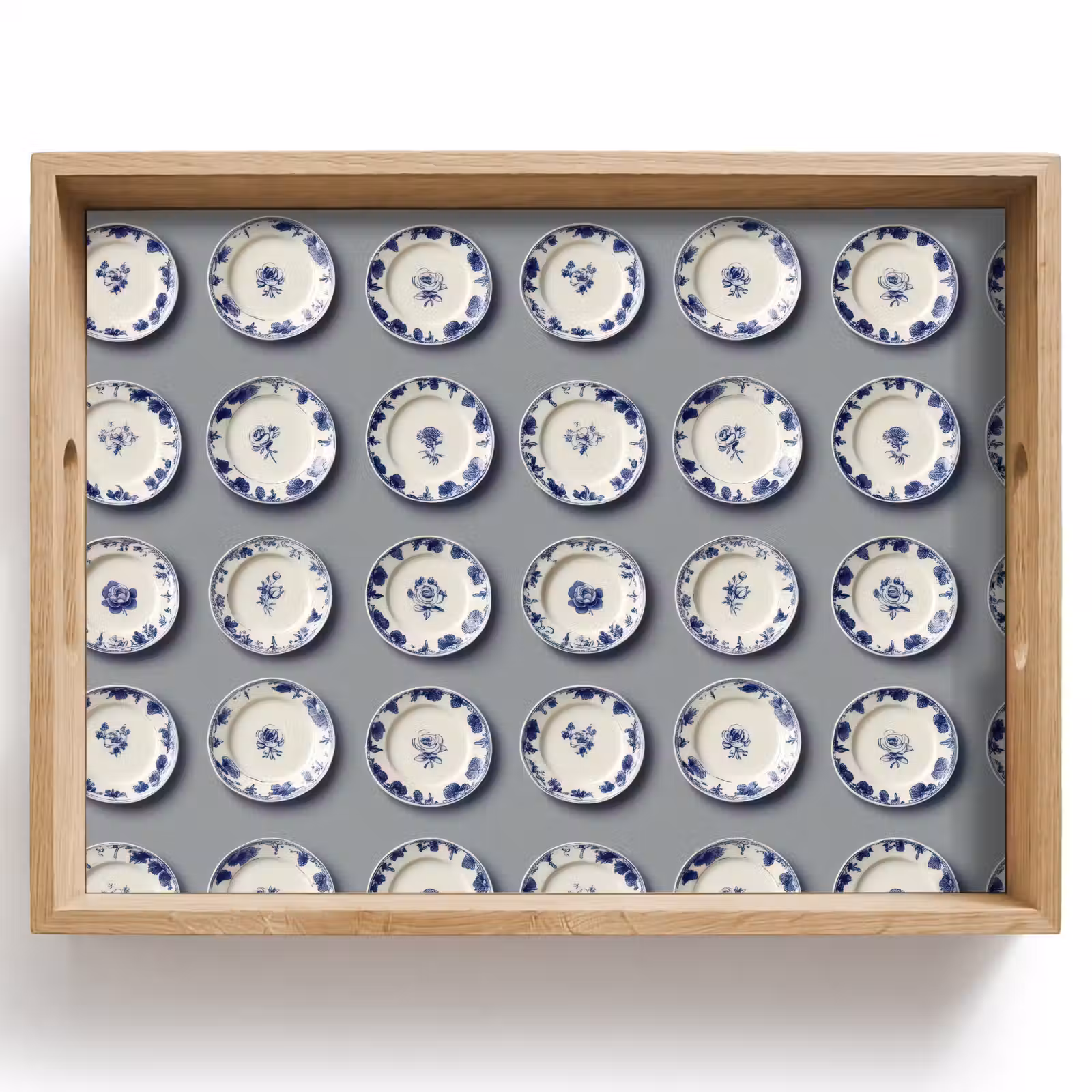Tablett - Schilder - Blumen - Blau - Weiß — 1